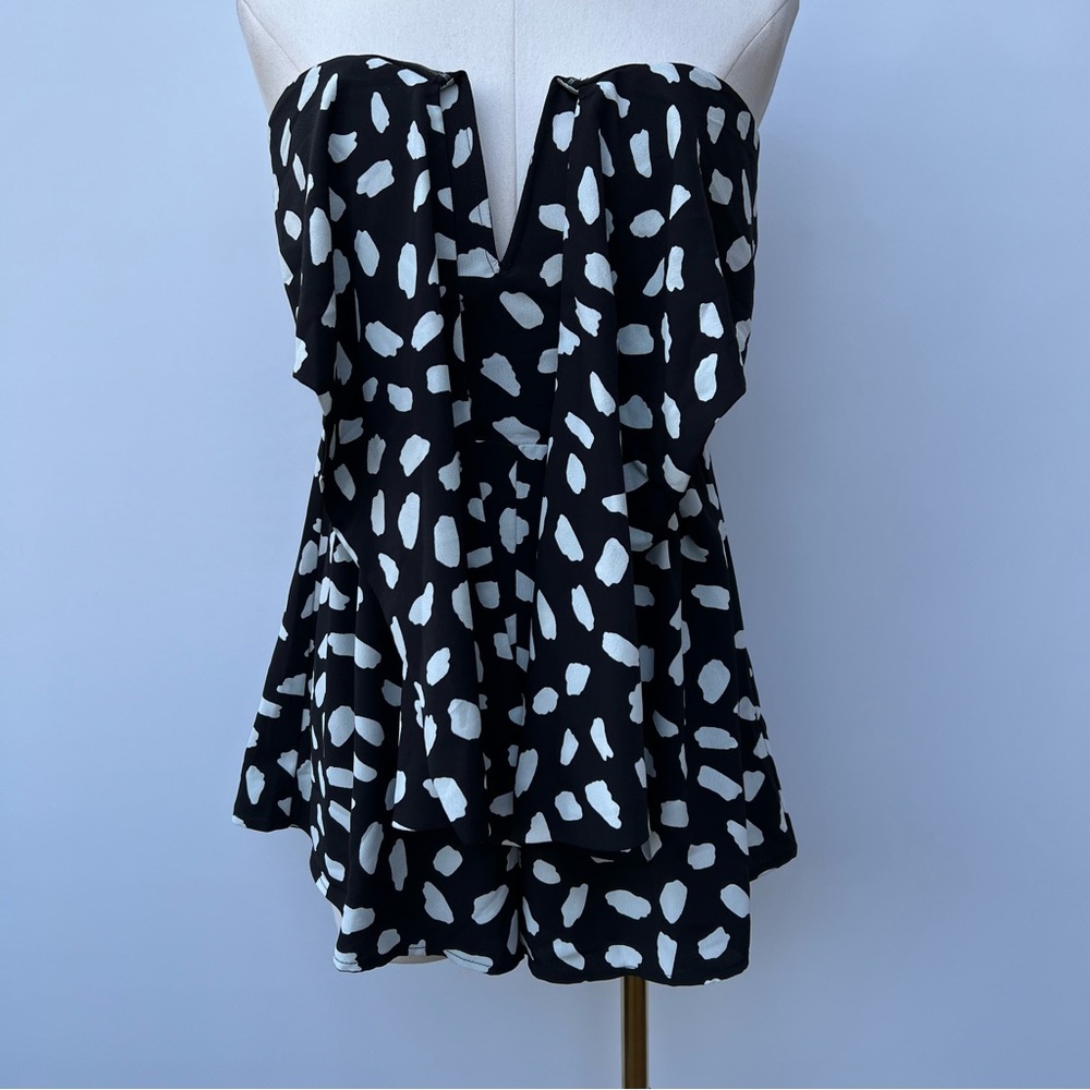 Lulu's Black and White Heart Print Jumpsuit
